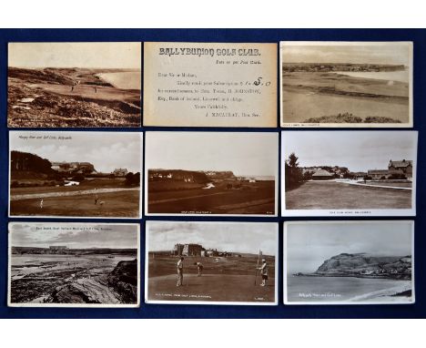 Interesting collection of various Irish Golf Clubs golfing postcards from the first half of the 20th century (9) to include 2