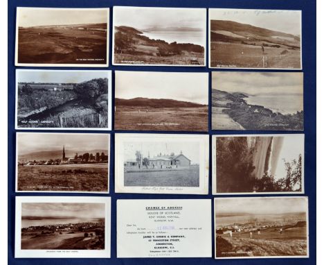 Interesting collection of early 20thc Scottish Golf Links b&amp;w postcards (12) to include Falkirk Tryst Golf Course; Fort A