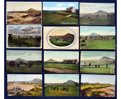 Good collection of early 20th c North Berwick Golf Links coloured postcards from the early 1900s onwards (12) to include a go