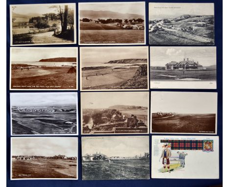 Interesting collection of early Scottish golf club and other related golfing postcards (12) to include the clan Tartan series