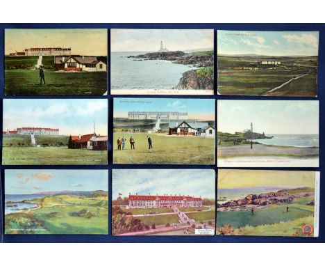 Interesting collection of early 20th century Turnberry Golf Links coloured postcards (9) to include Turnberry Lighthouse, Tur