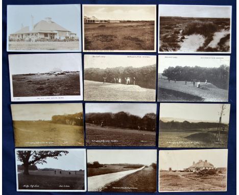 Interesting collection of Sussex Golf Links b&amp;w postcards from the early 1900s onwards (12) to include 5x Hollingbury Gol