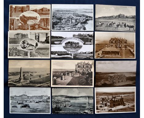 Interesting collection of  St Andrews golfing and other postcards (12) from the early 20th century to 1960s to include "Champ