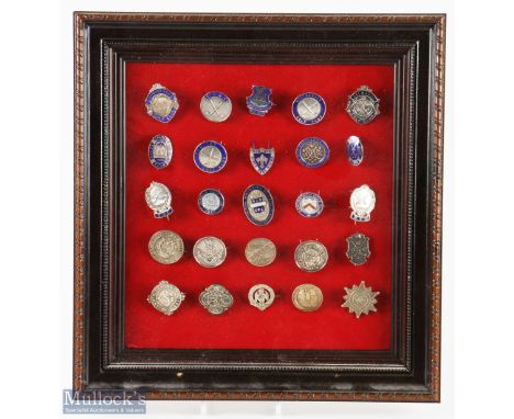 Collection of 25x early and some rare Golf Club Silver, Silverplate and Enamel Members Pin Badges - Cramond Brig Silver hallm