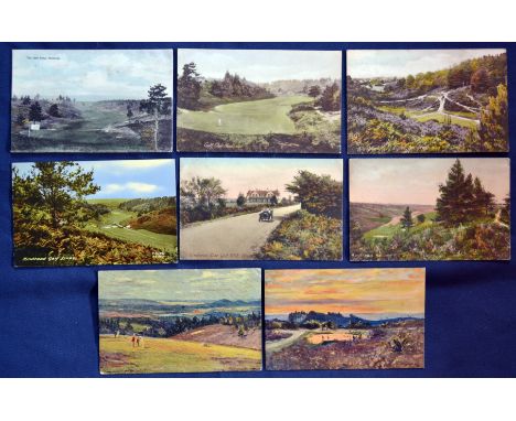Collection of early Hindhead Golf Club coloured postcards from the early 20th century (8) to include the 4th hole, 5th green 