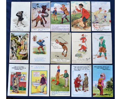 Good varied selection of early humorous coloured golfing postcards (15) dating from the early 1900s through to the 1950s arti