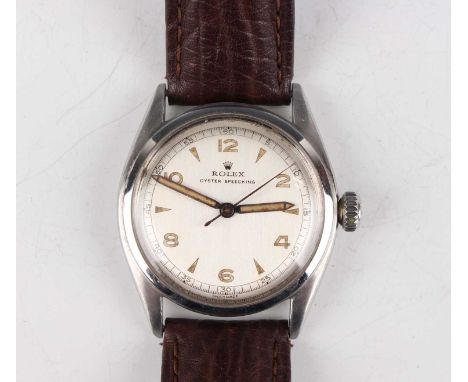 A Rolex Oyster Speedking stainless steel cased gentleman's wristwatch, Ref. 4365, circa 1946, the signed and jewelled movemen
