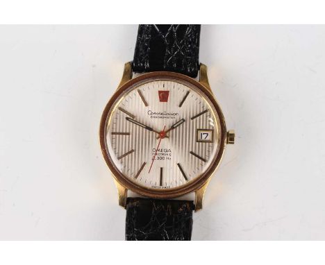 An Omega Constellation Chronometer Electronic F300 Hz gilt metal fronted and steel backed gentleman's wristwatch, circa 1972,
