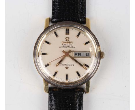 An Omega Constellation Automatic chronometer gilt metal fronted and steel backed gentleman's wristwatch, circa 1970, the sign