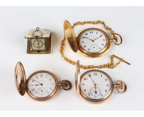 An Elgin gilt metal hunting cased keyless wind gentleman's pocket watch, the gilt three-quarter plate movement detailed 'Orta