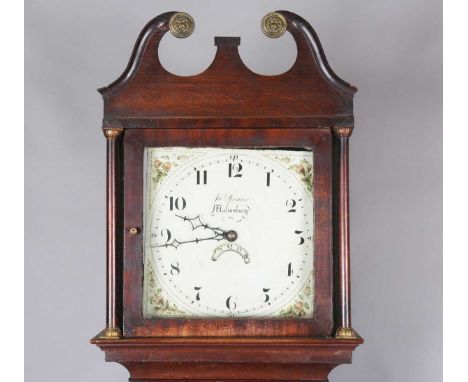 A George III oak longcase clock with thirty hour movement striking on bell via an outside countwheel, the 12-inch square pain