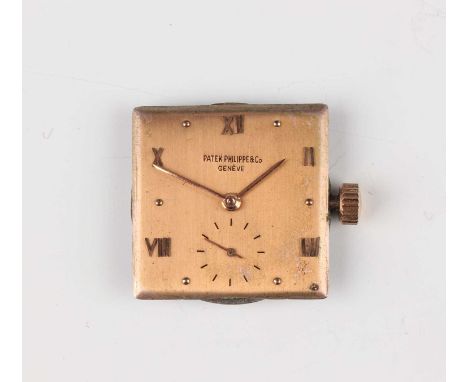 A Patek Philippe &amp; Co Genève gentleman's wristwatch movement and gilt dial, the signed and jewelled manual movement numbe