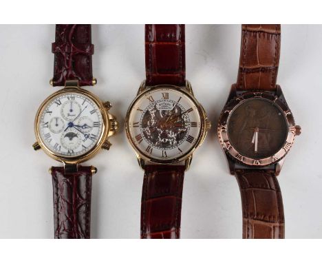 A Rotary Automatic gilt metal fronted and steel backed gentleman’s wristwatch with skeletonized movement, the silvered dial w