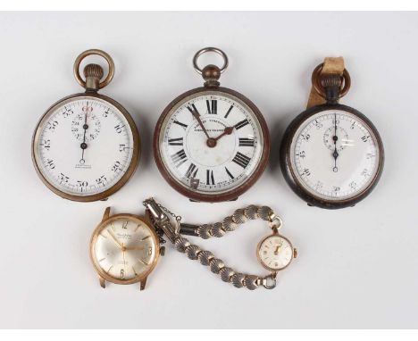 A Rotary 9ct gold circular cased lady's wristwatch, case diameter 1.7cm, on a base metal bracelet, together with a Paul Jobin