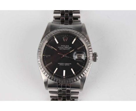A Rolex Oyster Perpetual Datejust stainless steel gentleman's bracelet wristwatch, Ref. 1603, circa 1975, with signed and jew