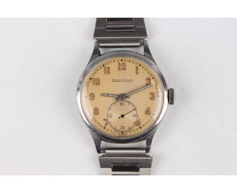 A Jaeger-LeCoultre steel circular cased gentleman's wristwatch with signed and jewelled 'P469/C' caliber movement, the signed
