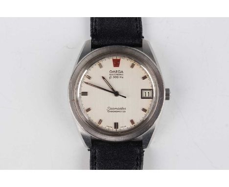 An Omega Electronic F300 Hz Seamaster Chronometer steel cased gentleman's wristwatch, circa 1972, the signed and jewelled 125