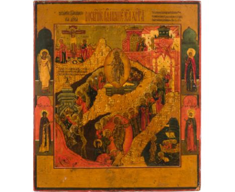 A FINE ICON SHOWING THE RESURRECTION OF CHRIST AND THE DESCENT INTO HELL North Russian, Old Believers Workshop, circa 1800 Te