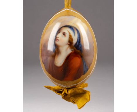 A PORCELAIN EASTER EGG Russian, St. Petersburg, Imperial Porcelain Manufactory, period of Nicholas I (1825-1855) Depicting Ma