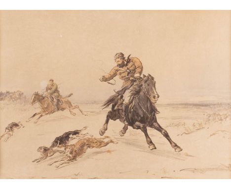 PIOTR PETROVITCH SOKOLOV 1821 St. Petersburg - ibidem 1899 Zwei Jagdszenen TWO HUNTING SCENES Lithografie auf Papier. Sichtma