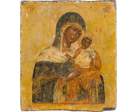 A SMALL ICON SHOWING THE MOTHER OF GOD 2nd half 20th century Oil on wood panel. On a gold ground. 22.2 x 19.5 cm.     KLEINE 