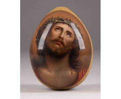 A LARGE PORCELAIN EASTER EGG Russian, St. Petersburg, Imperial Porcelain Manufactory, mid 19th century The ovoid body centrin