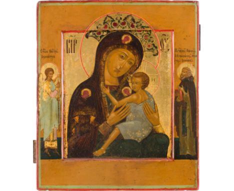 A FINE ICON OF THE MOHTER OF GOD 'O VSEPYETAYA MATI' (O ALL-HYMNED MOTHER) Russian, 19th century Tempera on wood panel with k