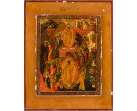 AN ICON SHOWING THE RESURRECTION OF CHRIST AND THE DESCENT INTO HELL Russian, Syzran, late 19th century Tempera on wood panel