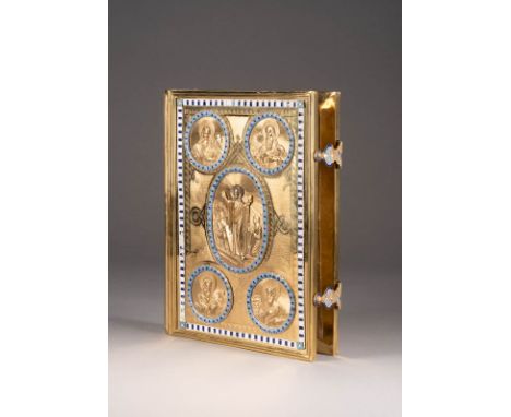 A BOOK OF GOSPELS WITH CLOISONNÉ ENAMEL BINDING Russian, Kiev, Petchersk Lavra, 1900 Contemporary parcel-gilt brass binding o