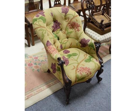 A Victorian mahogany framed button back ladies chair