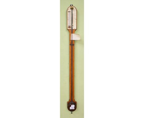 An oak stick barometer, the single vernier dial signed Horne &amp; Thornthwaite, Newgate Street, London, circa 1860