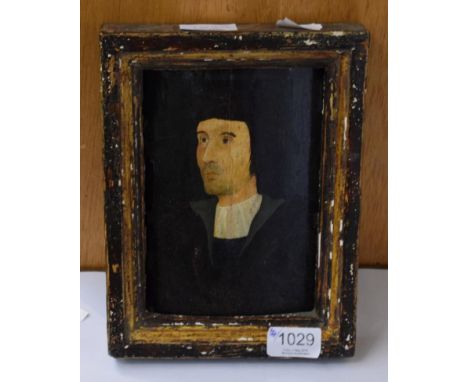English School, A 16th century style portrait on bowed panel