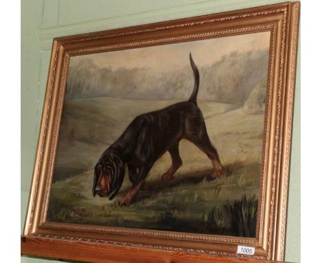 Evelyn Barnsley (20th century) Portrait of Jailer the Bloodhound, signed, oil on canvas 