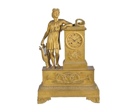 A French Empire ormolu figural mantel clock , Alexandre Roussel, Paris, early 19th century   The eight-day countwheel bell st