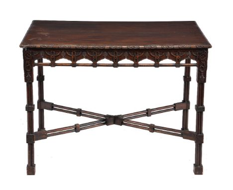 A mahogany side table, in the manner of Thomas Chippendale, second half 19th century, 72.5cm high, 97cm wide, 63cm deep