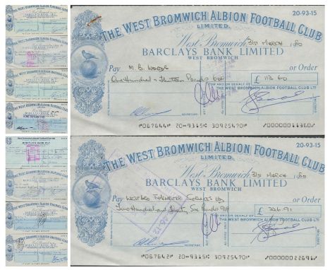 WBA signed cheque collection. 10 in total. Mainly 1980's. Good Condition. All autographs are genuine hand signed and come wit