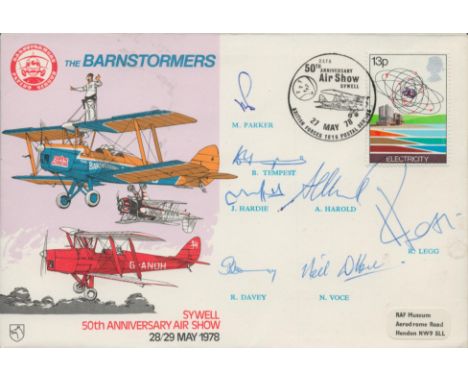 Multi Signed M. Parker, B. Tempest, J. Hardie, A. Harold, R. Legg, R. Davey &amp; N. Voce. The Barnstormers Sywell 50th Anniv