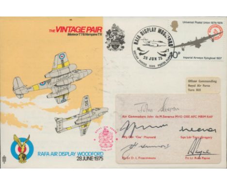 Multi Signed John de M. Severne MVO OBE AFC MBIM RAF plus 4 others. The Vintage Pair Meteor T7&amp;Vampire T11. FDC Single Po