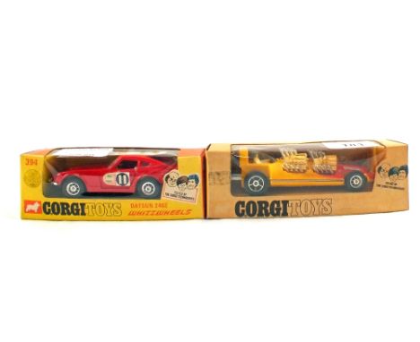 Two boxed Corgi Toys Whizzwheels, 394 Datsun 240Z and 165 Adams four engine drag-star