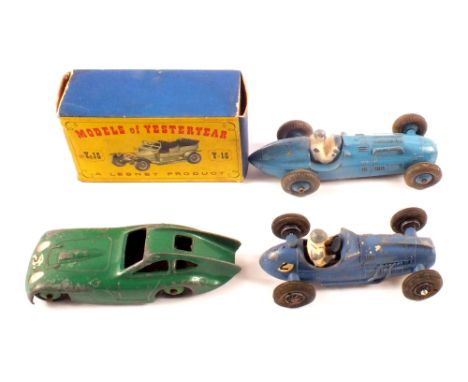 A boxed Matchbox model of Yesteryear Y-15 Rolls Royce Silver Ghost, unboxed Dinky Toys 23K Talbot Lago in blue No.4, unboxed 