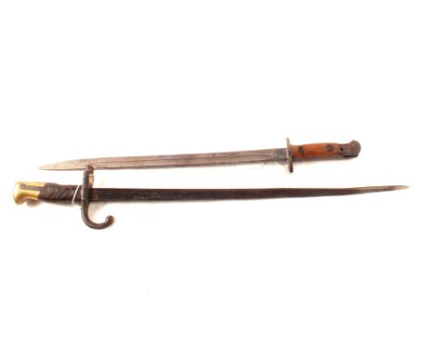 A British model 1907 bayonet with a French bayonet (no scabbards)