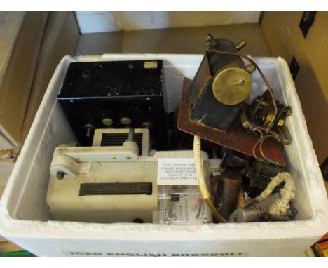 A stationary steam engine and accessories plus a film projector and film