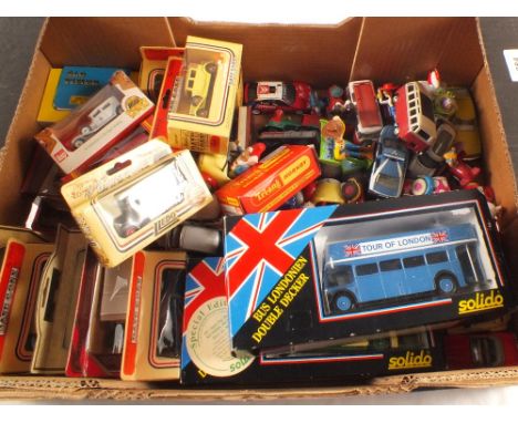 Boxed and unboxed models including two Solido buses, Corgi Toyland etc