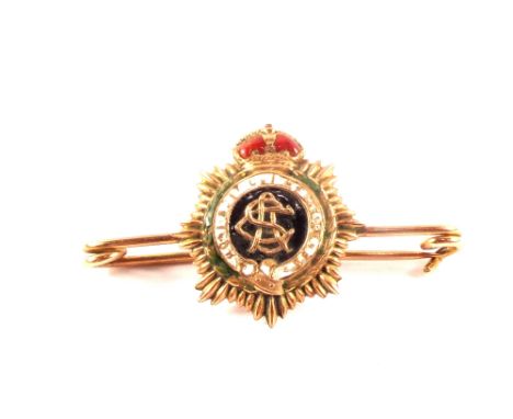 A 9ct gold and enamel A.S.C. sweetheart brooch