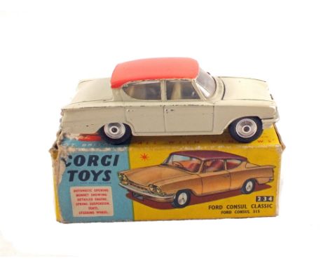 A boxed Corgi Toys 234 Ford Consul Classic Ford Consul 315, cream body and pink roof