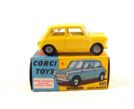 A boxed Corgi 226 Morris Mini Minor, yellow body