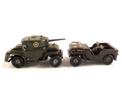 Two Triang clockwork Army vehicles