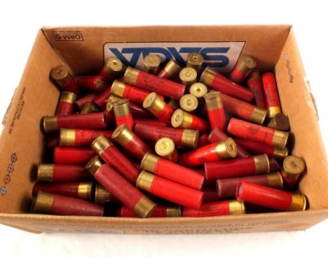 Approx 90 12 bore 'heavy load' cartridges including paper examples, this item can only be purchased by someone with a current