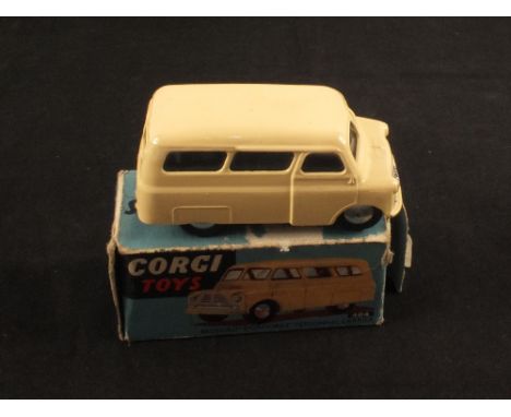 A boxed Corgi Toys 404 Bedford 'Dormobile' personnel carrier (one end flap missing)