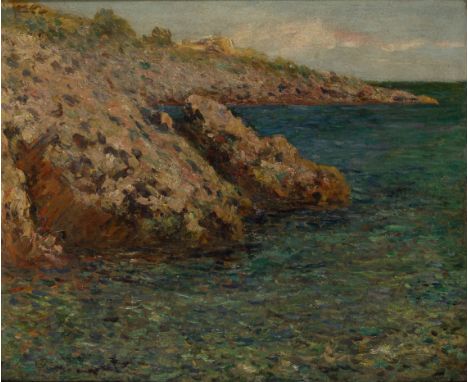After Claude Monet,  French 1840-1926- The Mediterranean (Cap d'Antibes); oil on canvas, inscribed 'J. F. PASMORE. / 29 ARLIN